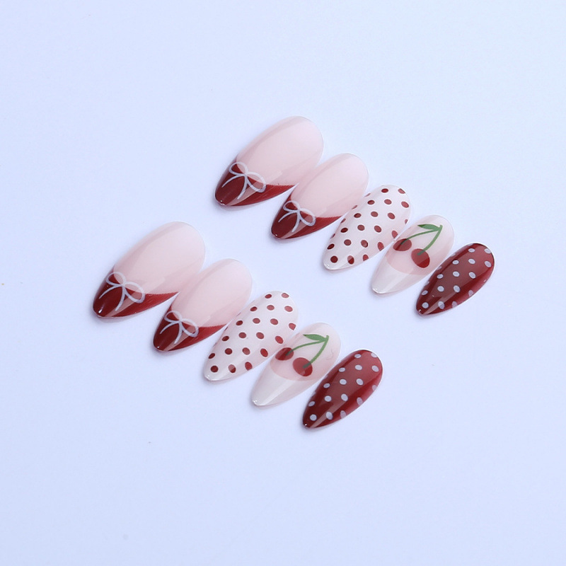 24PCS Fanshion Red French Pres - Nail Art Red Cherry incelemesi ve fiyatı