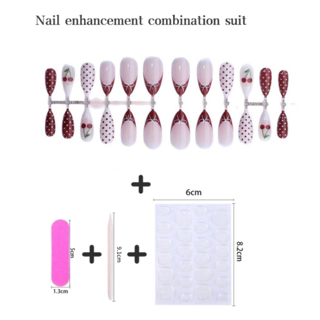 24PCS Fanshion Red French Pres - Nail Art Red Cherry incelemesi ve fiyatı