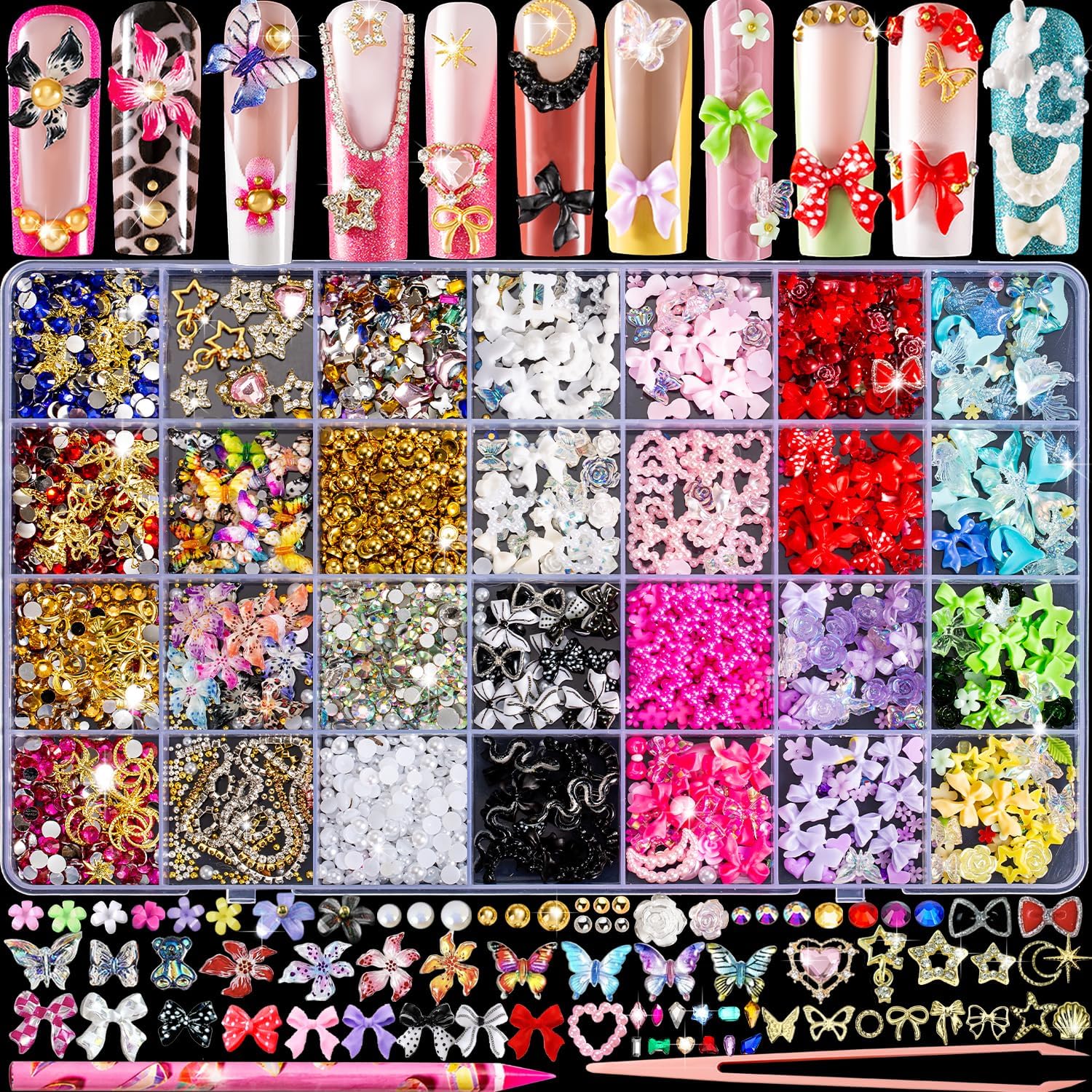 8000pcs 3D Nail Charms & Gems  - Nail Art Flower incelemesi ve fiyatı