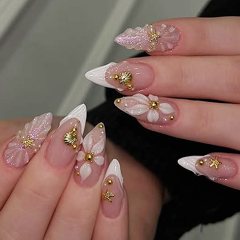 24pcs Finished Almond Press on - Nail Art Flower incelemesi ve fiyatı