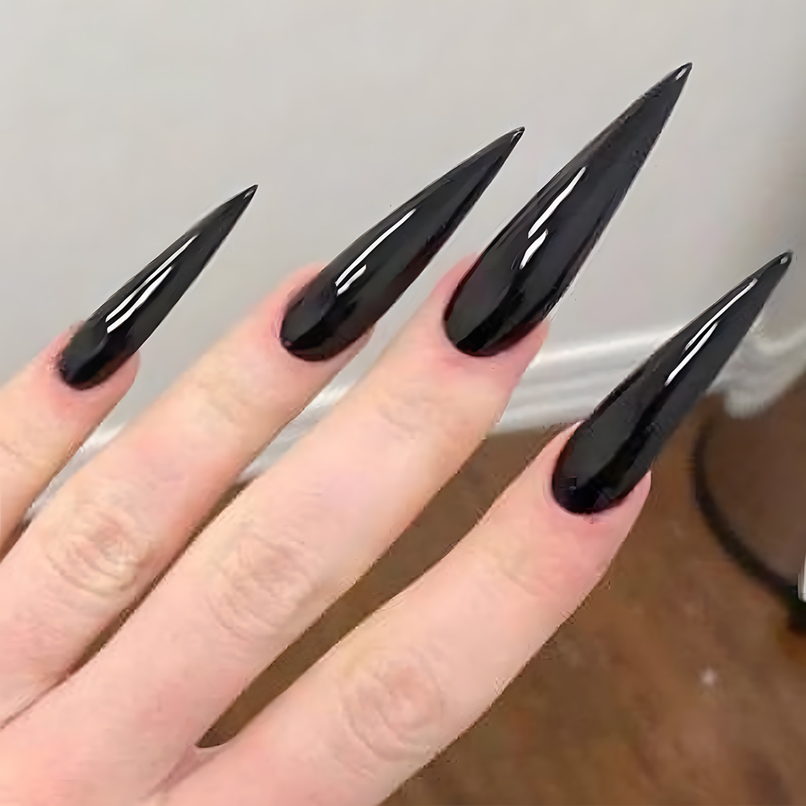 24pcs Glossy Black Fake Nails  - Nail Art Full Color incelemesi ve fiyatı