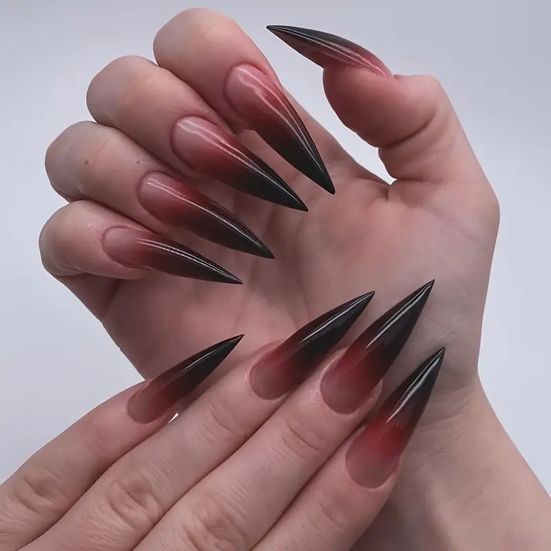 24pcs Glossy Black Fake Nails  - Nail Art Full Color incelemesi ve fiyatı