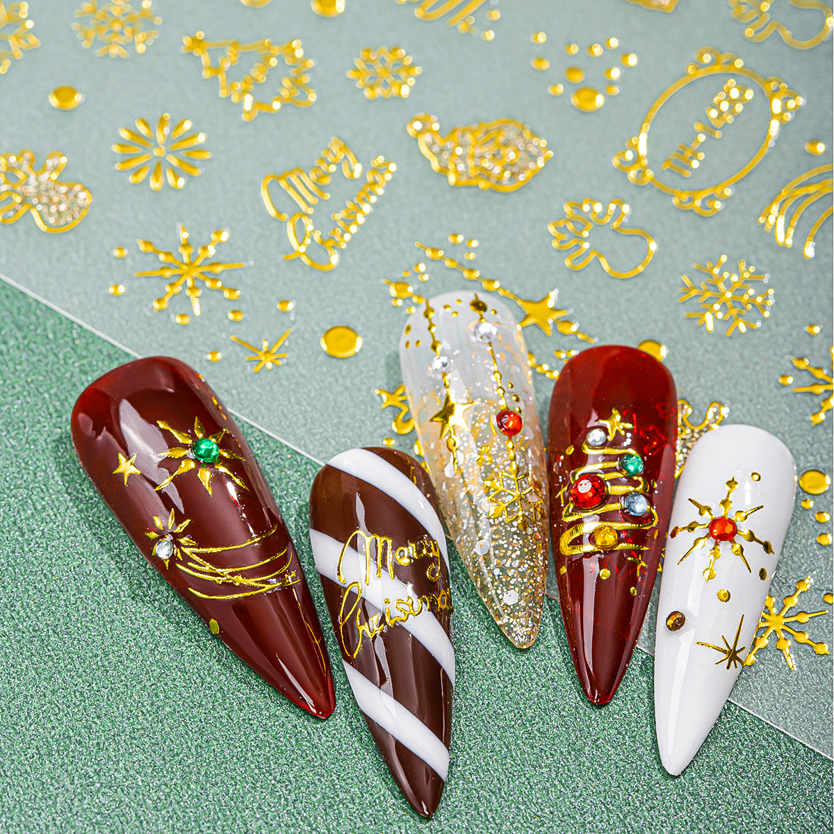 2pcs Cute New Year Cartoon Nai - Nail Art Xmas incelemesi ve fiyatı