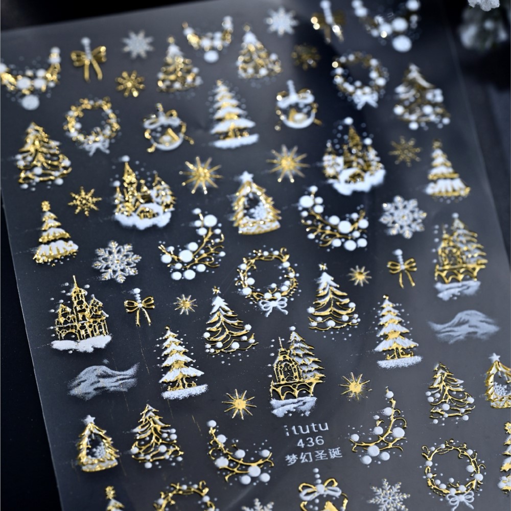 5D Embossed Gold Castle/Garlan - Nail Art Xmas incelemesi ve fiyatı