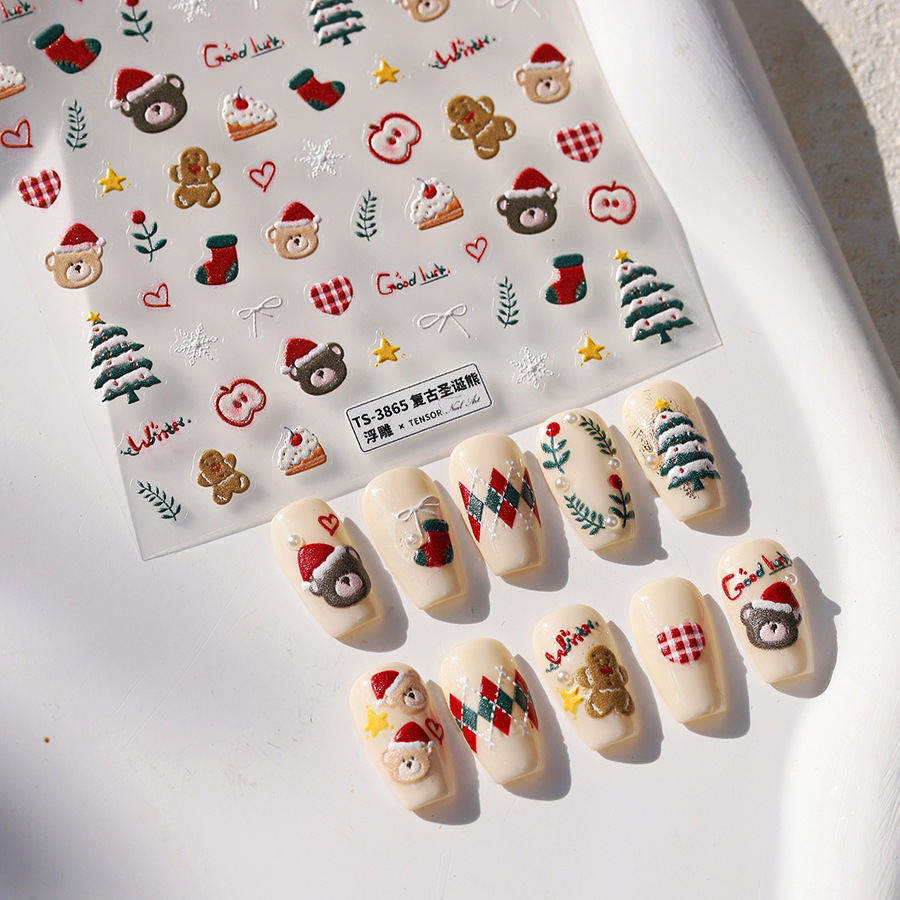Cute Christmas Bear & Gingerbr - Nail Art Xmas incelemesi ve fiyatı