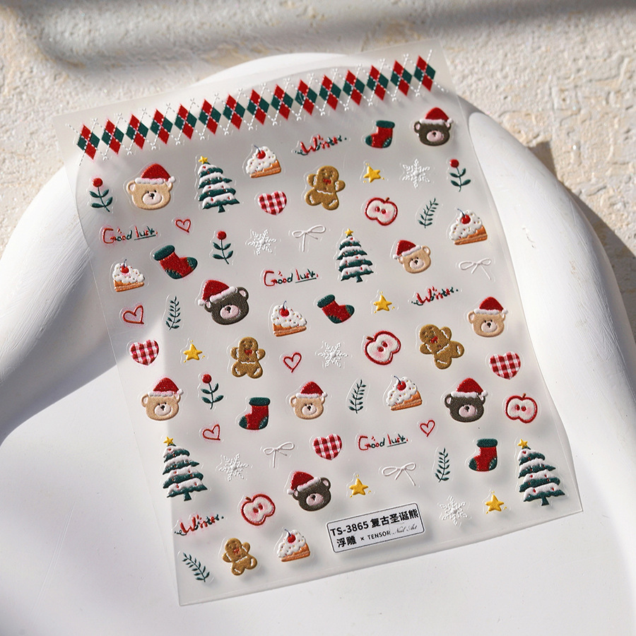 Cute Christmas Bear & Gingerbr - Nail Art Xmas incelemesi ve fiyatı