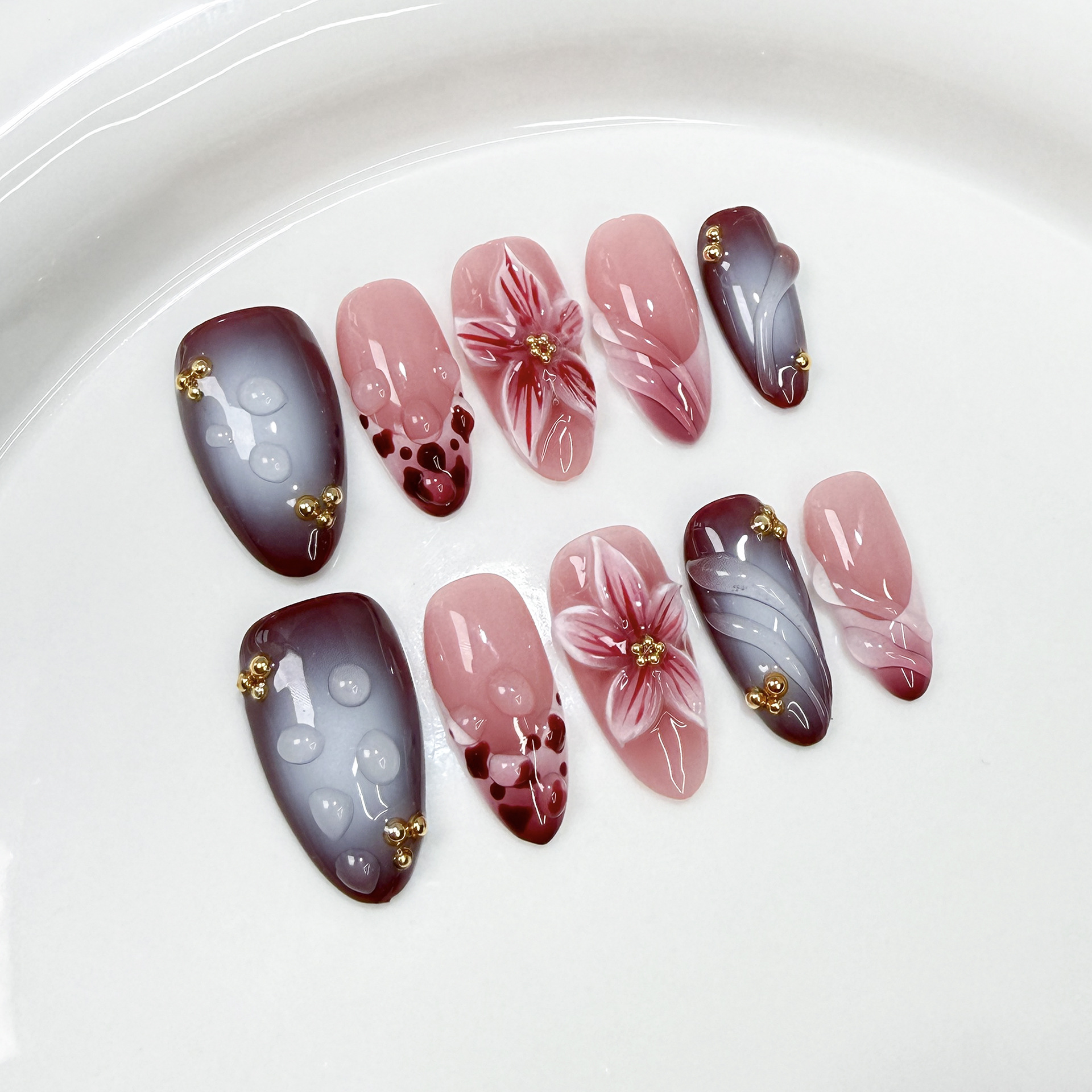 10Pcs Handmade Elegant French  - Nail Art Flower incelemesi ve fiyatı