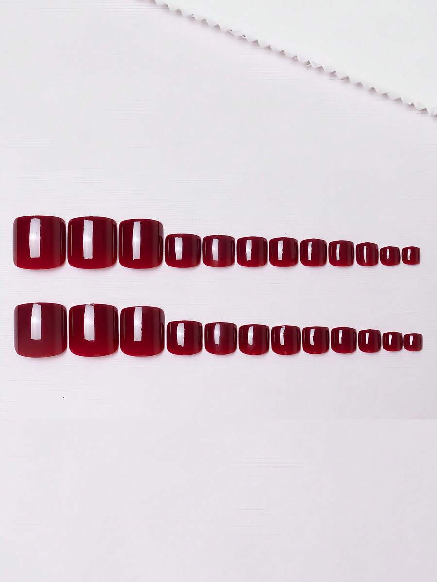 24pcs square fake toe nails fo - Nail Art Red Cherry incelemesi ve fiyatı