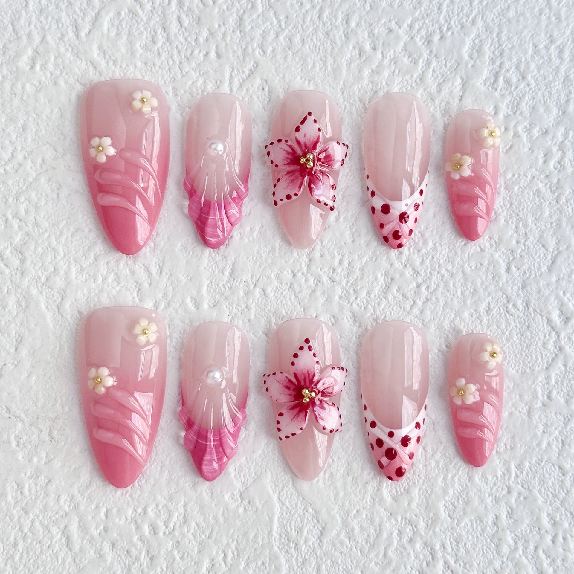10Pcs Summer Island Style Fake - Nail Art Flower incelemesi ve fiyatı