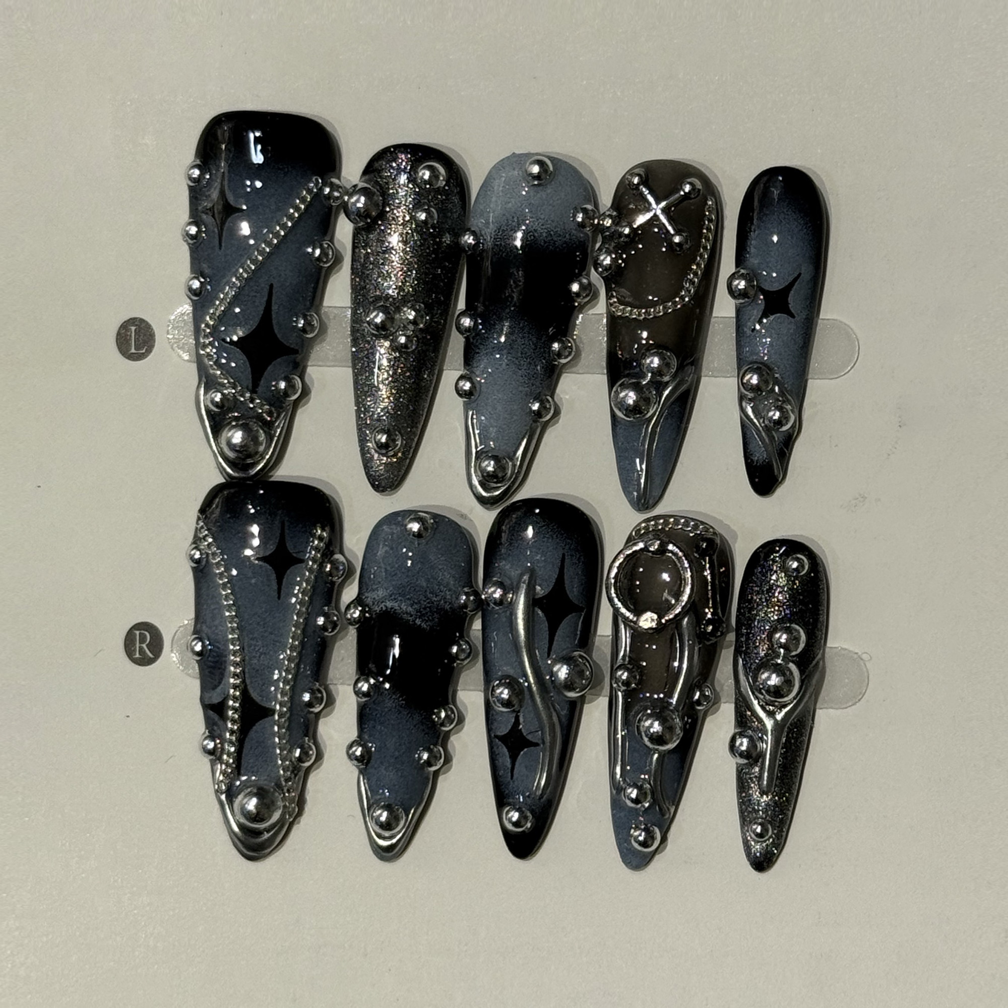 10pcs/set Black Almond Handmad - Nail Art Flower incelemesi ve fiyatı