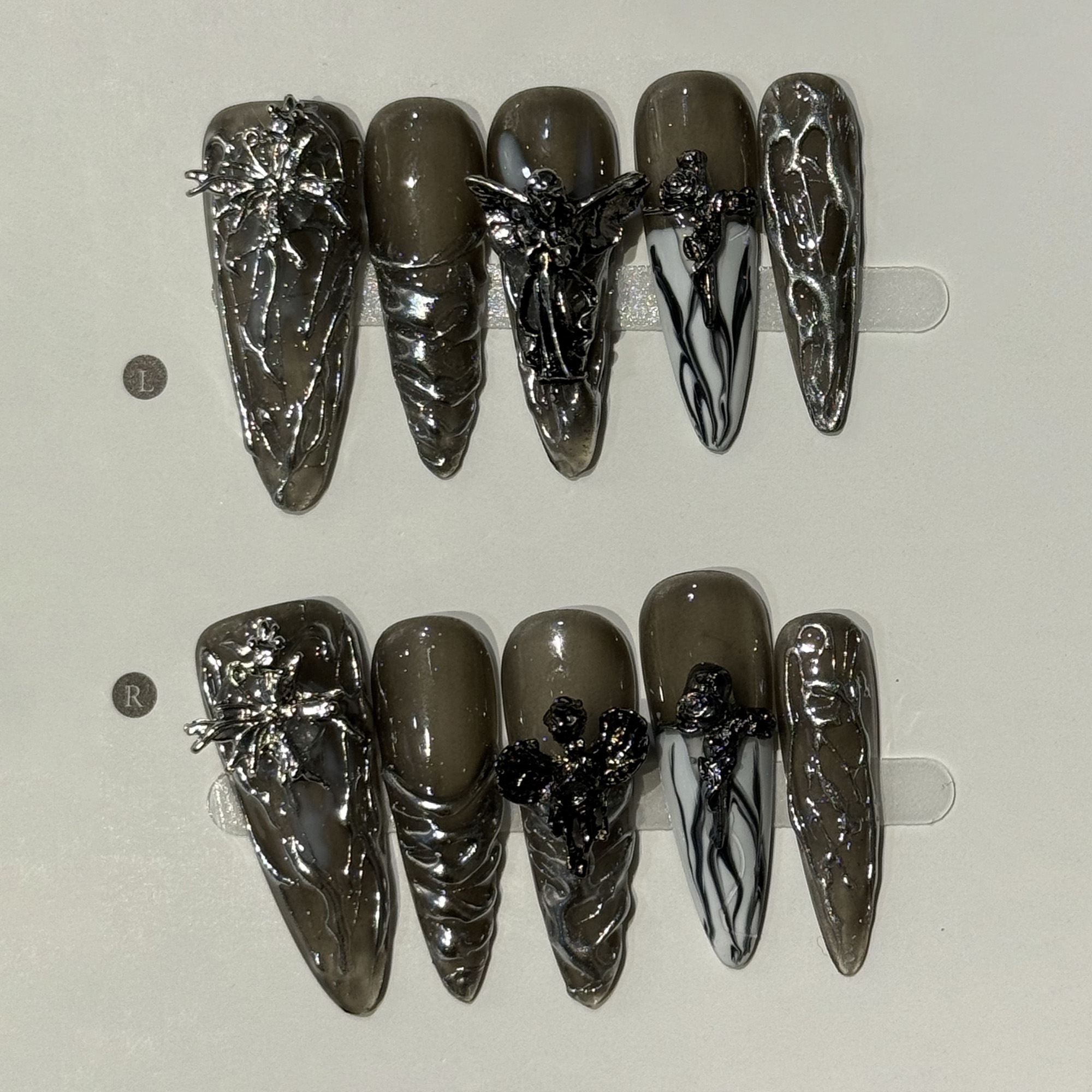 10pcs/set Black Almond Handmad - Nail Art Flower incelemesi ve fiyatı