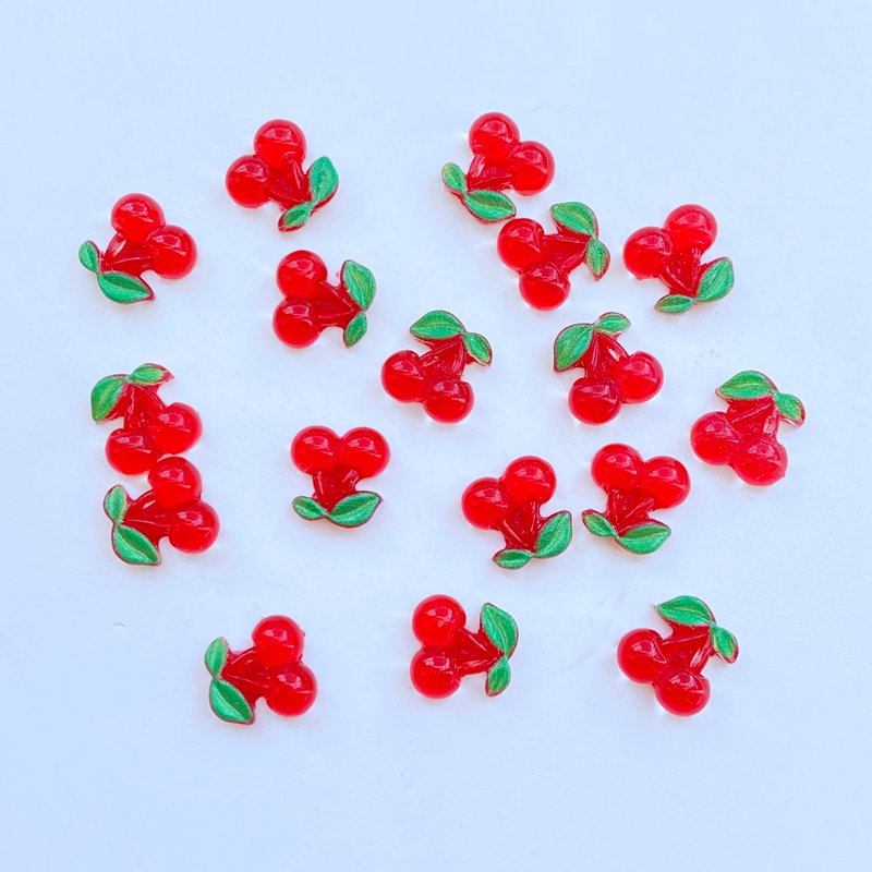 50Pcs Cute Mini Fruit Red Cher - Nail Art Red Cherry incelemesi ve fiyatı