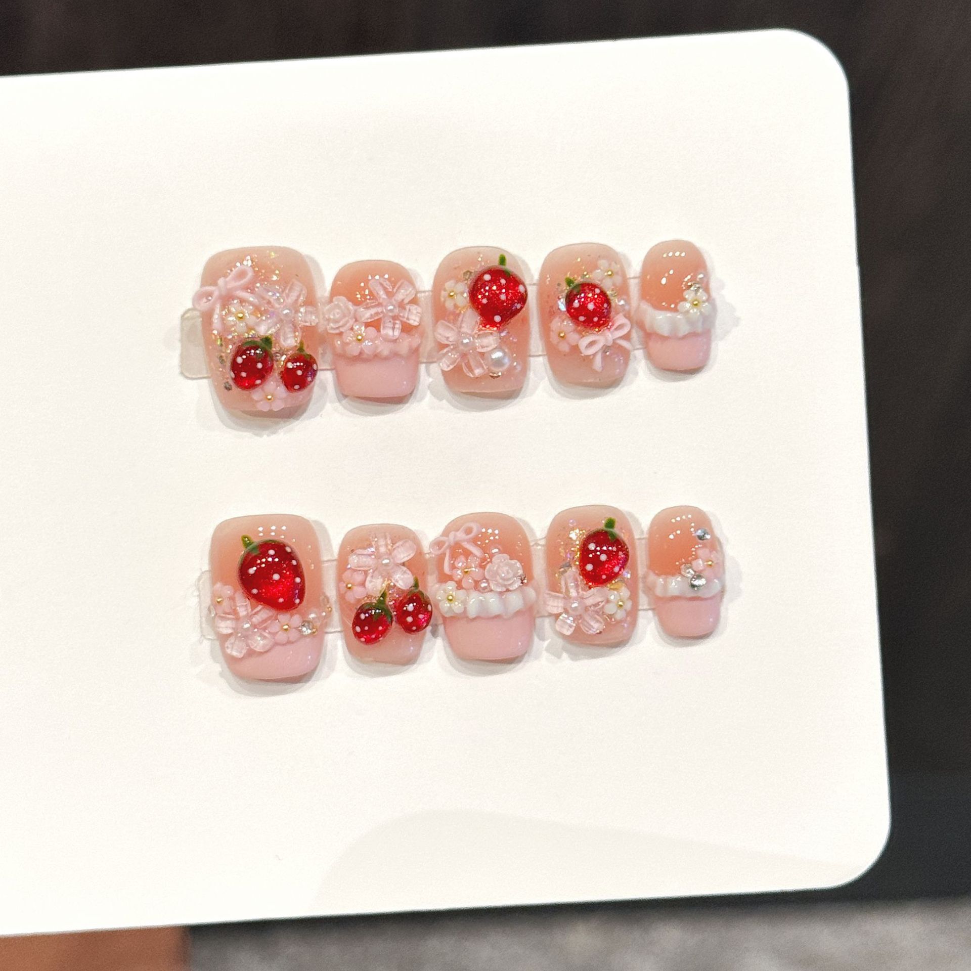 10pcs Cute Red Strawberry Pres - Nail Art Flower incelemesi ve fiyatı