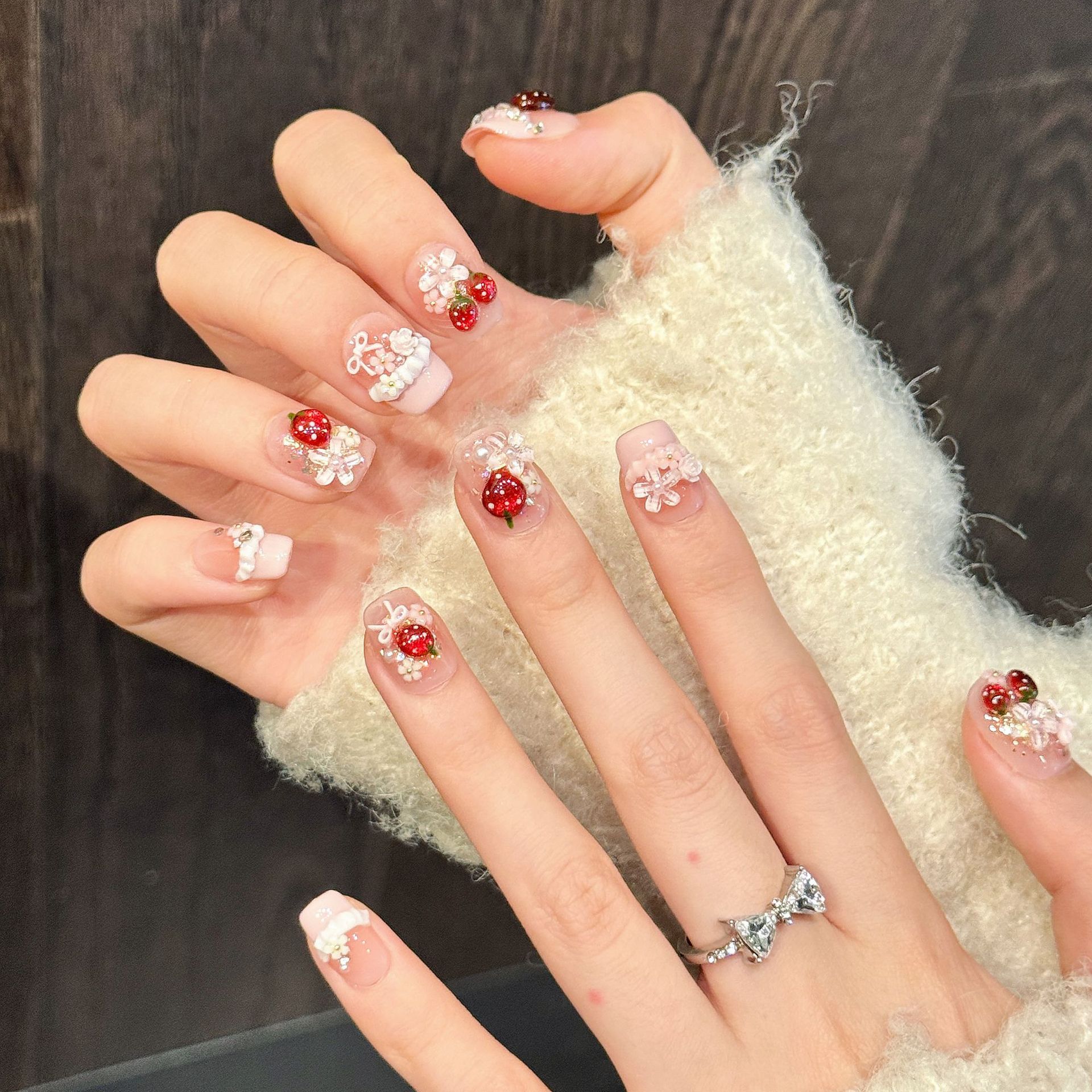 10pcs Cute Red Strawberry Pres - Nail Art Flower incelemesi ve fiyatı