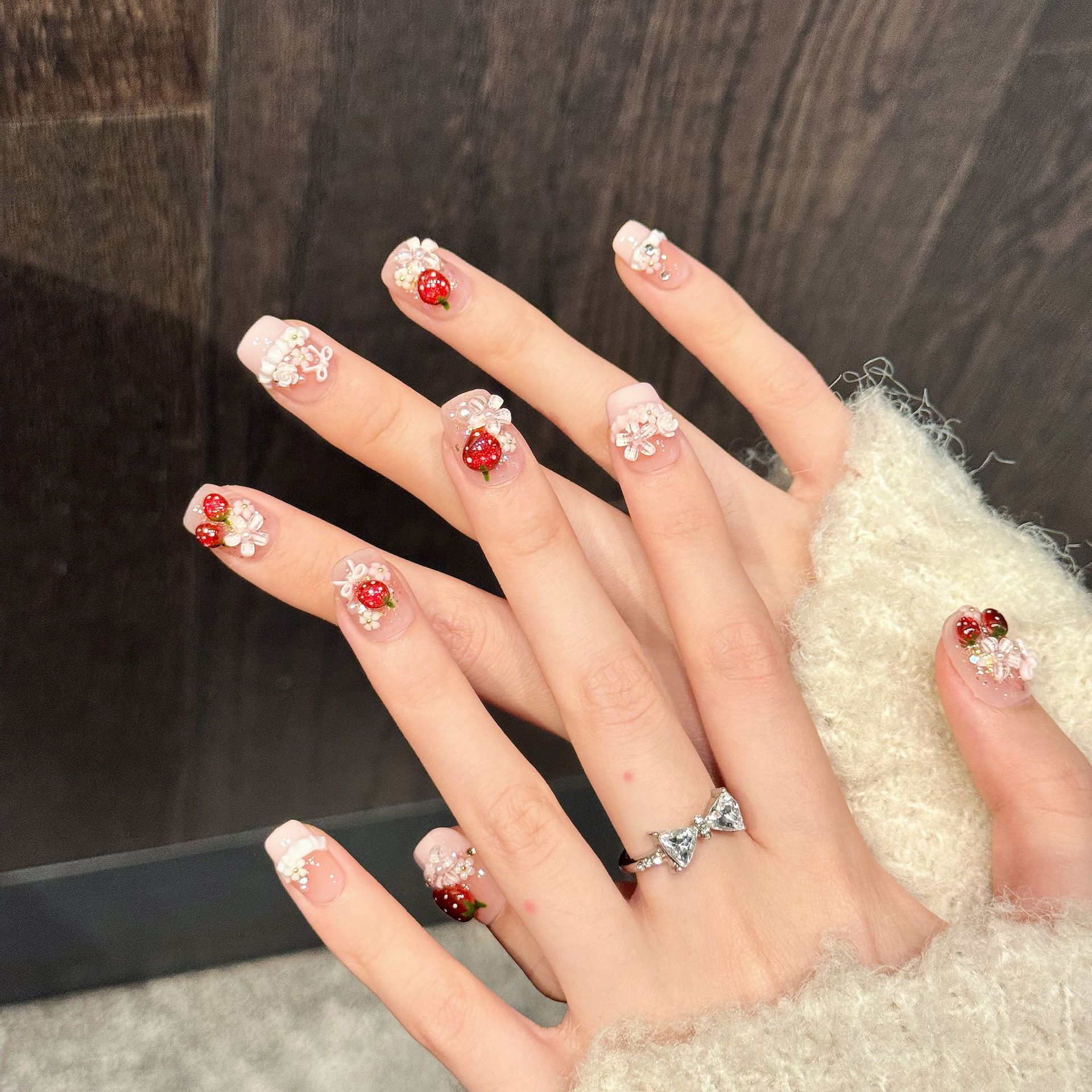 10pcs Cute Red Strawberry Pres - Nail Art Flower incelemesi ve fiyatı