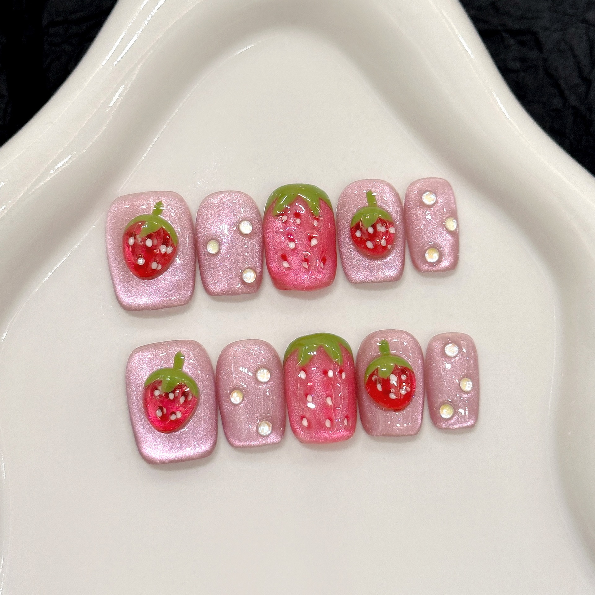 10pcs Cute Red Strawberry Pres - Nail Art Flower incelemesi ve fiyatı