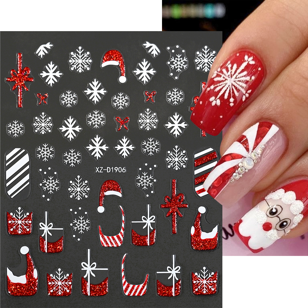 1Pcs Christmas Red Glitter Nai - Nail Art Xmas incelemesi ve fiyatı