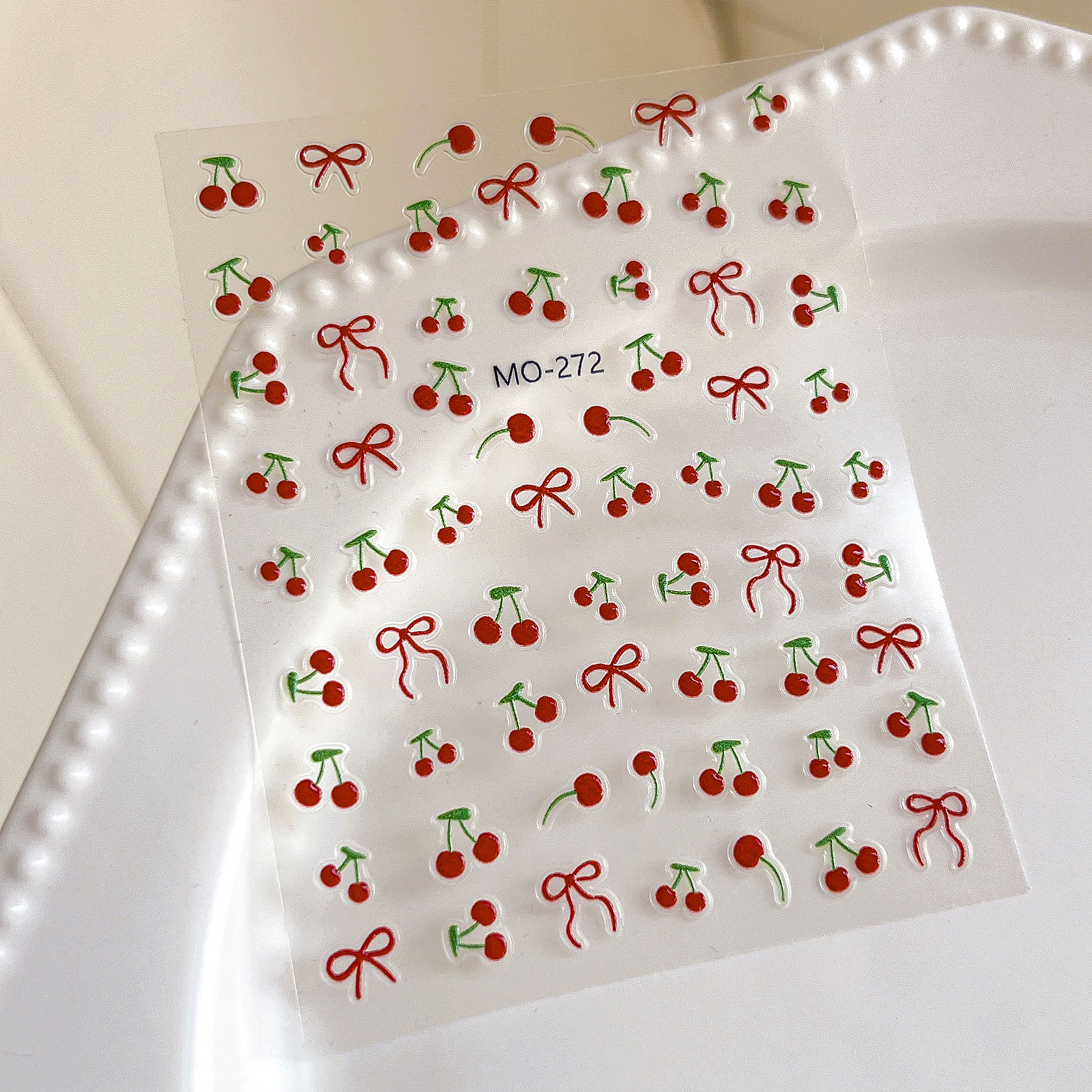 1pcs Kawaii Red Cherry Bow Nai - Nail Art Red Cherry incelemesi ve fiyatı