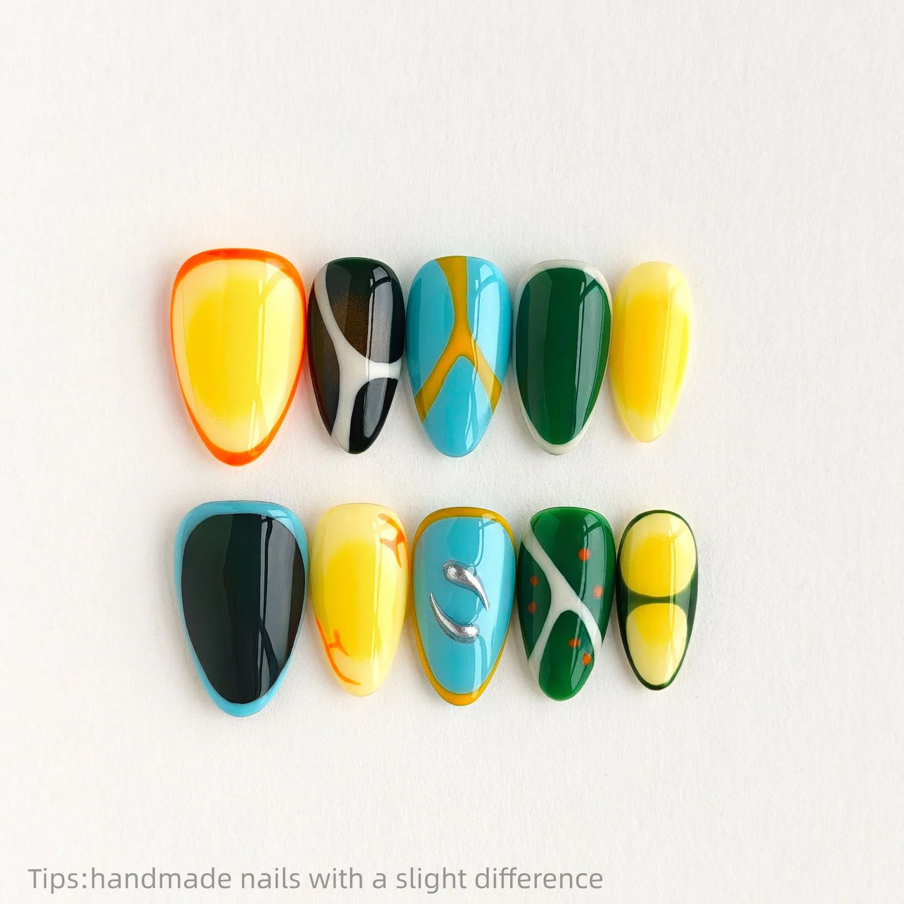 10pcs Handmade Colorful Block  - Nail Art Full Color incelemesi ve fiyatı