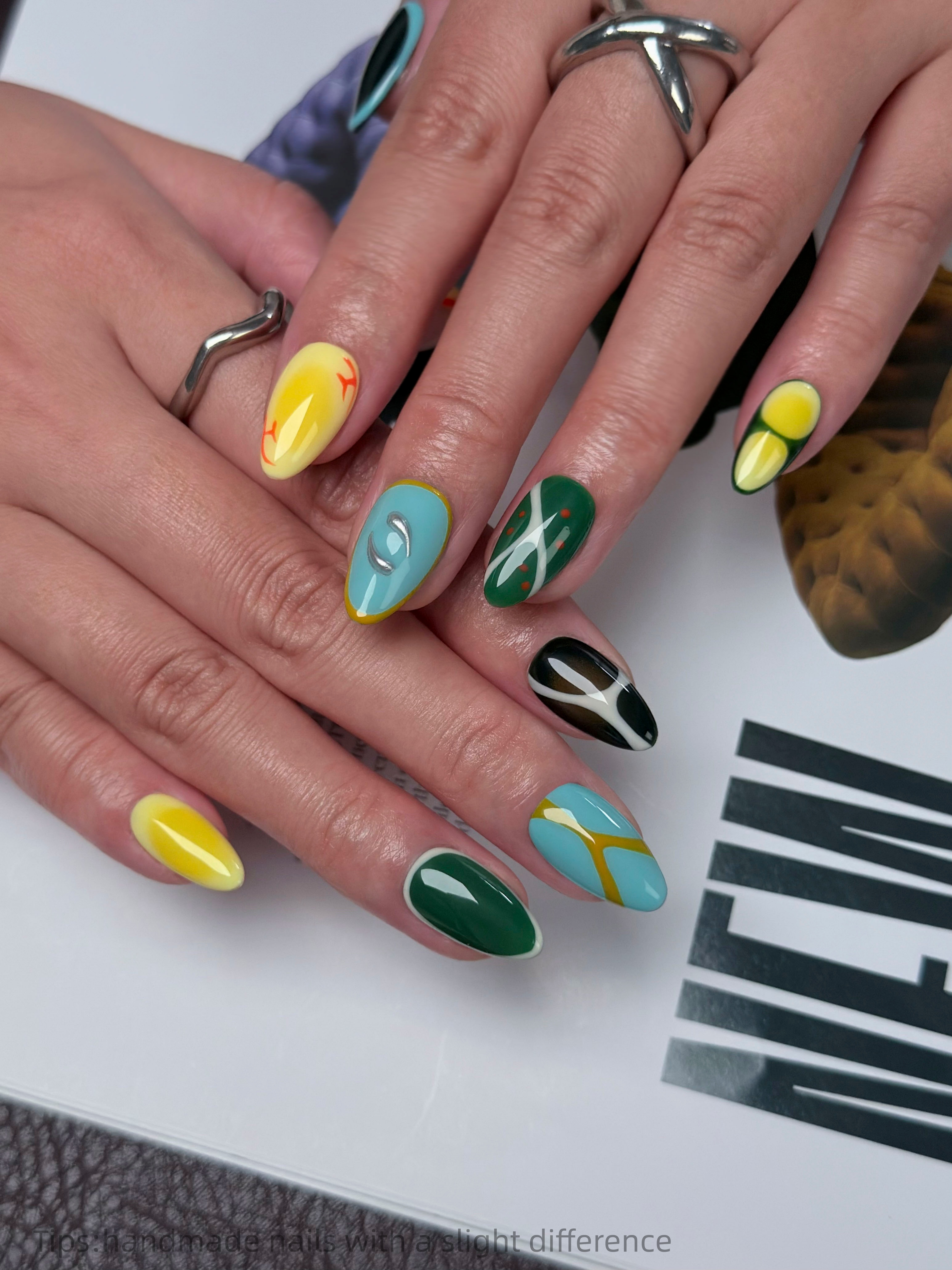 10pcs Handmade Colorful Block  - Nail Art Full Color incelemesi ve fiyatı